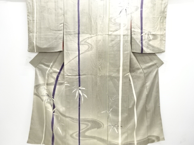 アンティーク　紋錦紗竹笹模様一つ紋着物